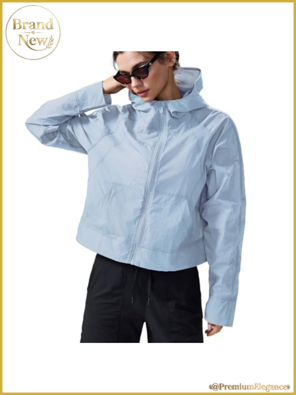 Women's Lightweight Water Repellent Hooded Raincoat with Thumb Holes & UPF50